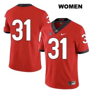 Women's Georgia Bulldogs NCAA #31 Reid Tulowitzky Nike Stitched Red Legend Authentic No Name College Football Jersey MJM1054XO